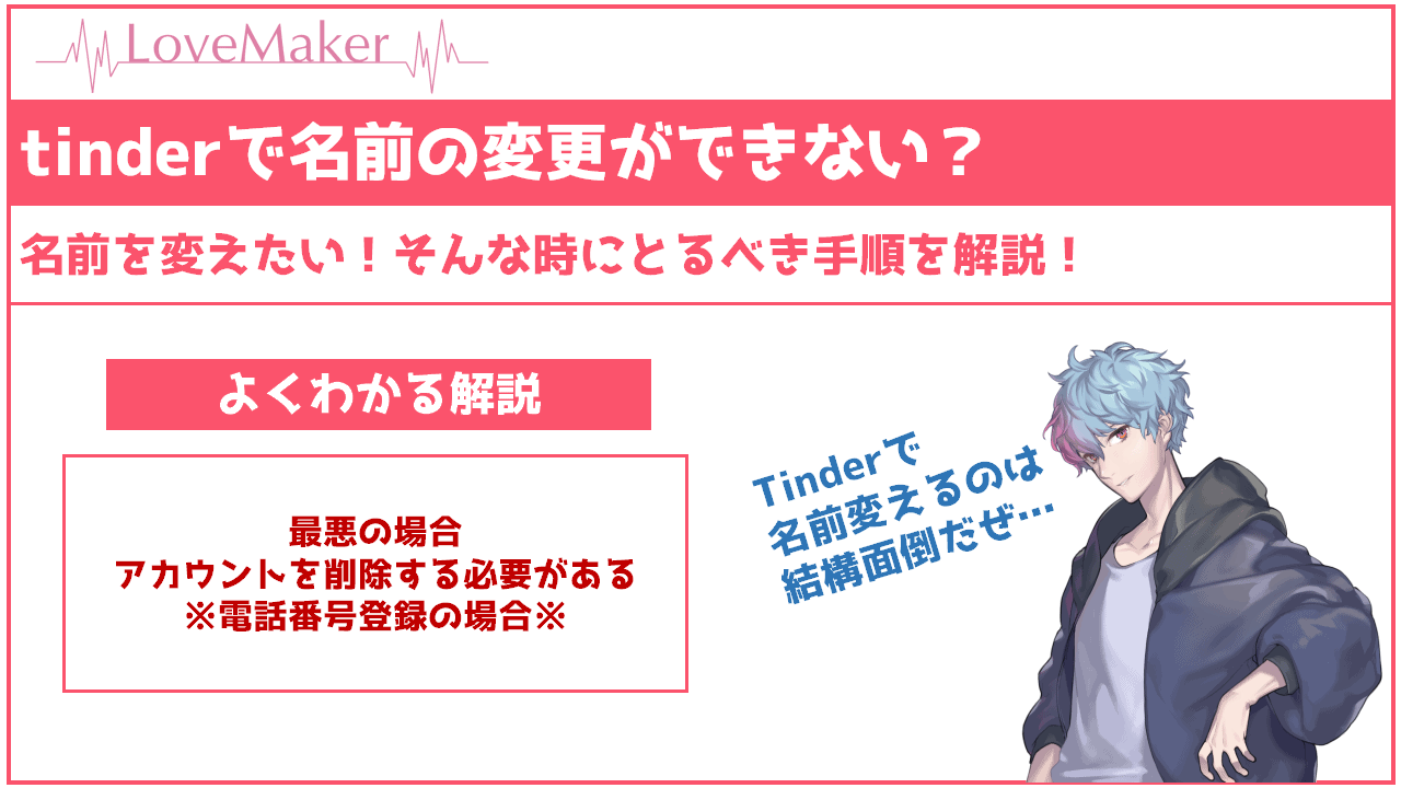 Tinder ティンダー で名前の変更ができない 名前を変えたい そんな時にとるべき手順を解説 Frinchu フリンチュ